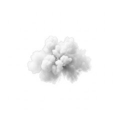 small puff of smoke forming cloud shape on white background