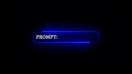 Blue Neon Prompt Box on Black Background text box glowing