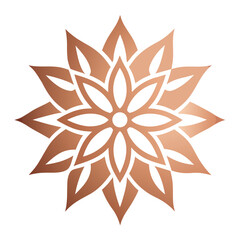 Vector art of geometric floral design with copper gradient, isolated on white background, symbolizing nature and elegance