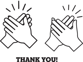 Obraz premium Vector art of two pairs of hands clapping with thank you text isolated on white background