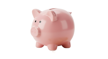 pink piggy bank png isolated on transparent background