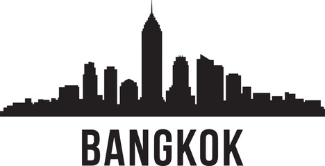 Obraz premium Bangkok Skyline Silhouette Vector Illustration Thailand Cityscape Urban Scene Landmark