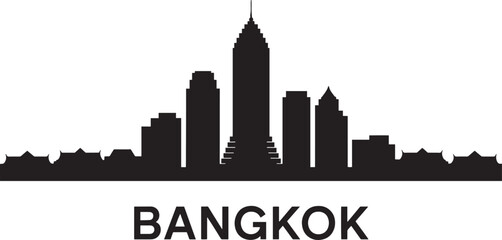Fototapeta premium Bangkok Skyline Silhouette Vector Illustration with Cityscape and Urban Landscape Design Element