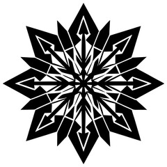 black and white star shape design on white background