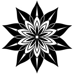black and white flower vector design on white background
