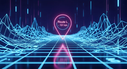 Futuristic Navigation Interface With Glowing Pinpoint And Data Visualization