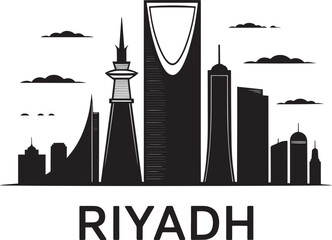 Riyadh Cityscape Silhouette Vector Illustration A Detailed Skyline Depiction of Saudi Arabia's Capital