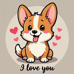 Naklejka premium Corgi Love: A Pawsitively Adorable Message