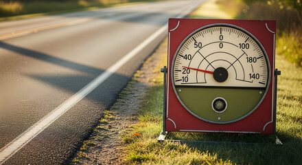Gauge Displaying Roadside Velocity for Assessment along a Countryside Highway