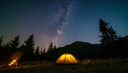 camping in the night