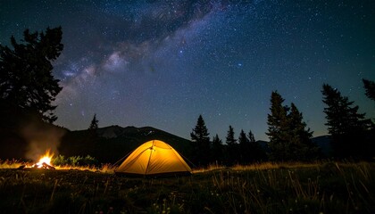 camping in the night