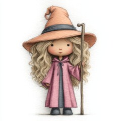 Adorable Fairy Witch Character for Halloween Clipart, Perfect for Fantasy Designs and Children’s Themes with Magical Charm