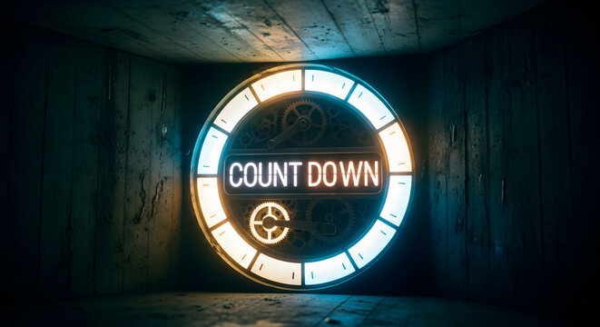 Glowing Countdown Timer Symbolizing Anticipation in Industrial Setting
