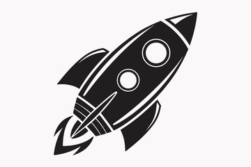 Silhouette of classic space rocket with fins