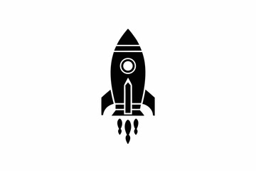 Silhouette of classic space rocket with fins