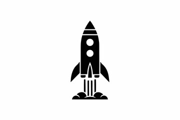 Silhouette of classic space rocket with fins
