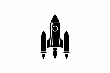 Silhouette of classic space rocket with fins