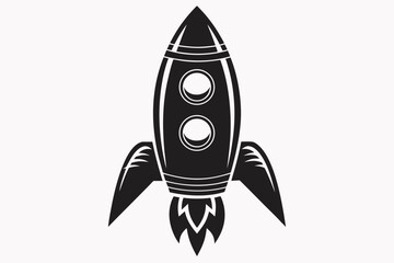 Silhouette of classic space rocket with fins