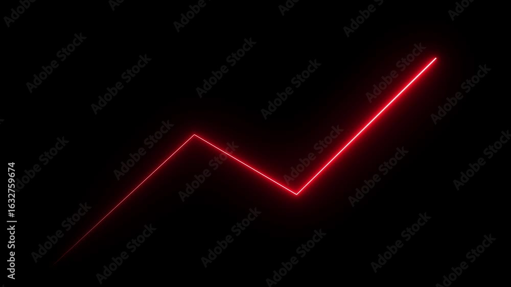Aufkleber dynamic red neon line graph ascending on black background illustrating growth progress success achie