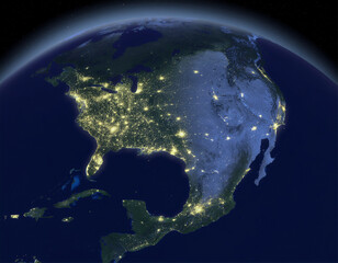 Fototapeta premium USA satellite map at night 
