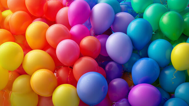 Bright and bold background showcasing a jumble of multicolored balloons &mdash; symbolizing unity, self-expression, and the spirit of equality.

