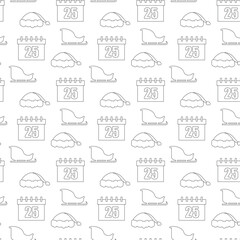 Clean seamless pattern in line art style with holiday elements. Perfect for cards, wrapping, invitations, packaging, and seasonal decor.