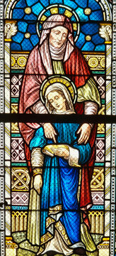 Stained Glass &ndash; Saint Anne and Mother Mary, Rochefort Church, Belgium