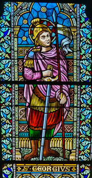 Stained Glass &ndash; Saint George as a Roman Soldier, Rochefort Church, Belgium