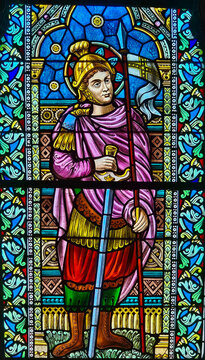 Stained Glass &ndash; Saint George as a Roman Soldier, Rochefort Church, Belgium