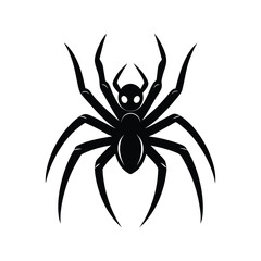 full black silhouette of a spider on a white background