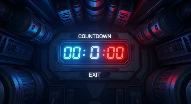 Impending Doom Countdown Display In Spaceship Control Room Design Scene
