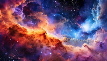 Fototapeta premium a stunning cosmic nebula filled with vibrant colors and swirling patterns showcasing the beauty and mystery of space perfect for capturing the imagination of viewers