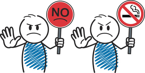 Stop smoking campaign illustration with no smoking sign icon