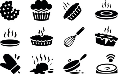 Vector Baking Icons: Sweet Treats, Pies, and Pastry Set