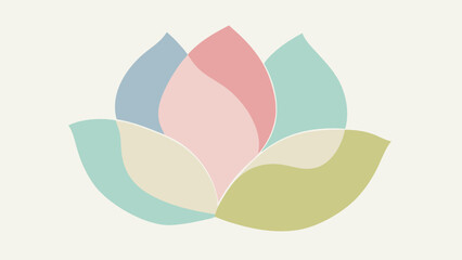 Obraz premium Colorful abstract lotus flower in pastel colors on a cream background