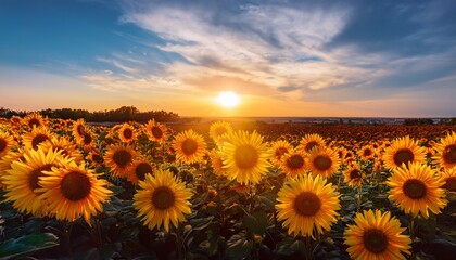 Obraz premium vibrant sunflowers blooming under the sky a closeup on summers golden delight