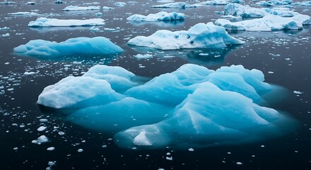 Fototapeta premium Floating Icebergs in Cold Ocean Water Landscape