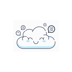 Obraz premium clean, simple line art icon of a happy cloud for laughing gas