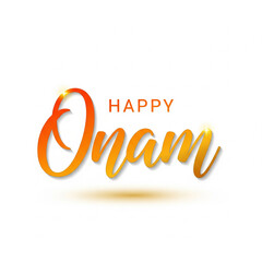 happy onam text in modern gradient calligraphy with orange to gold blend