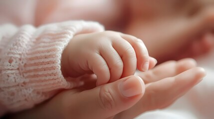 Tender Moment – A Mother’s Loving Hand Holding Her Baby’s Soft Tiny Hand

