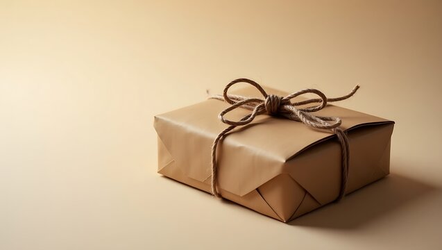 Brown paper package tied up with string gift present kraft paper gift giving minimalist gift wrapping