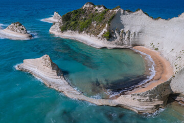 Aerial view of Cape Drastis at the northwest tip of Greek Island of Corfu