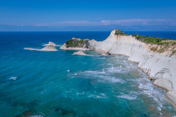 Aerial view of Cape Drastis at the northwest tip of Corfu Island, Greece