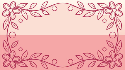 Obraz premium Elegant floral frame with delicate petals and leaves in soft pink color scheme