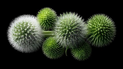 A Striking Close Up of Teasels Featuring Contrasting Colors and Textures on a Dark Background for Dramatic Visual Impact