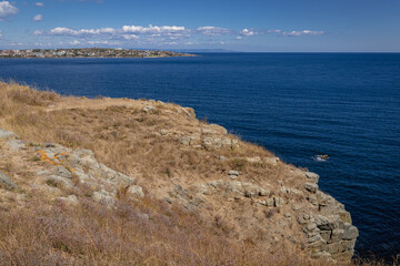 View from Saint Agalina Cape on Black Sea shore in Burgas Province, Bulgaria