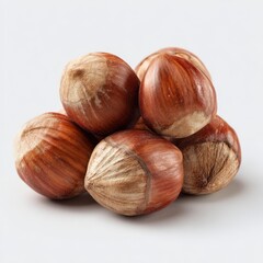 Obraz premium Pile of freshly harvested hazelnuts with natural shells
