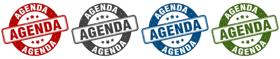 agenda stamp. agenda round stamp set isolated on white background