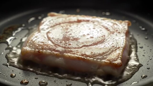Fish Fillet Sizzling in a Pan