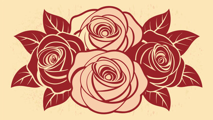 Elegant vector illustration of roses with leaves in a classic vintage design